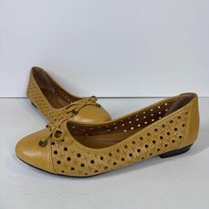 Patricia Nash Womens Bettina Ballet Flats Ochre Yellow Leather Cut Outs Size 7.5